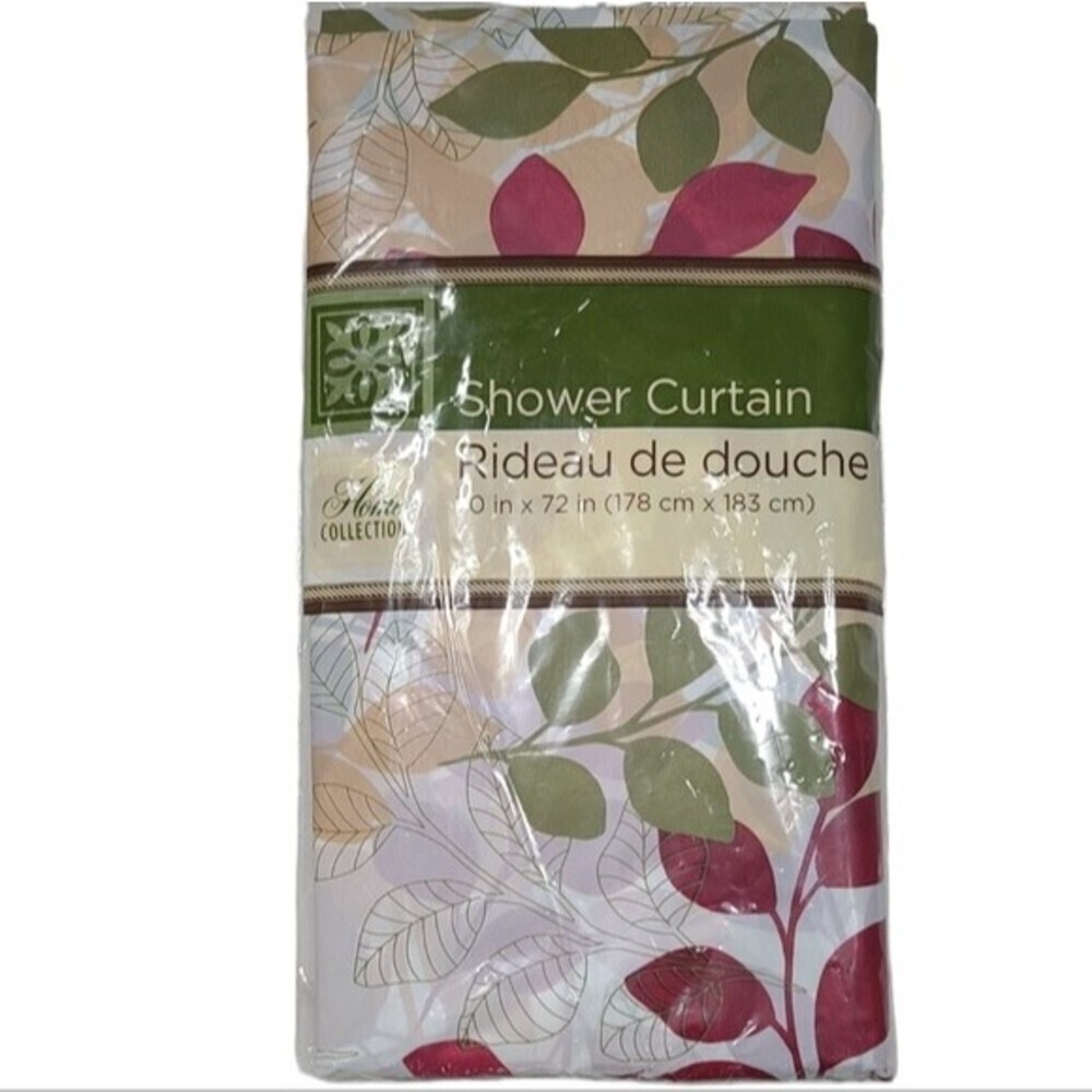 NEW Home Collection Floral Leaves Print Shower Curtain 70"x72"